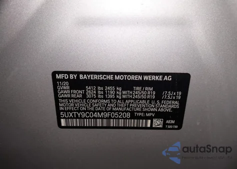 2021 BMW X3 M40I from USA, damaged, VIN 5UXTY9C04M9F05208